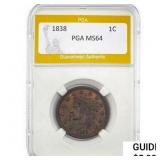 1838 Coronet Head Large Cent PGA MS64