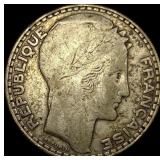1933 France Silver 20 Francs LIGHTLY CIRCULATED