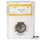 1854 Seated Liberty Quarter PGA XF45