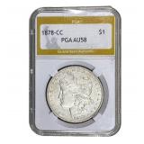 1878-CC Morgan Silver Dollar PGA AU58