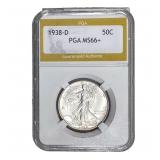 1938-D Walking Liberty Half Dollar PGA MS66+