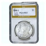 1898-S Morgan Silver Dollar PGA MS63