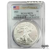 2021 Silver Eagle PCGS MS70 Type 1
