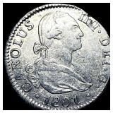 1801 Silver 2 Reales Spain Carolus IIII HIGH GRADE