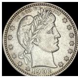 1901 Silver Barber Quarter CLOSELY UNCIRCULATED