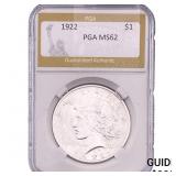 1922 Silver Peace Dollar PGA MS62
