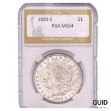 1890-S Morgan Silver Dollar PGA MS64