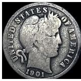 1901-S Silver Barber Dime NICELY CIRCULATED