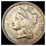 1865 Nickel Three Cent CLOSELY UNCIRCULATED