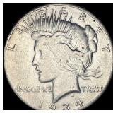 1934-S Silver Peace Dollar ABOUT UNCIRCULATED