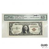 1935 A $1 Hawaii Brown Seal Note PMG Choice Unc 63