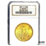 1915-S $20 Gold Double Eagle NGC MS63