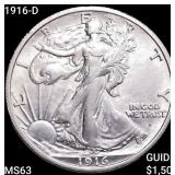 1916-D Walking Liberty Half Dollar CHOICE BU