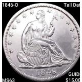 1846-O Tall Date Seated Lib Half Dollar CHOICE BU