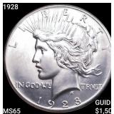 1928 Silver Peace Dollar GEM BU
