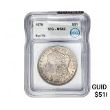1878 Rev. 79 Morgan Silver Dollar ICG MS62