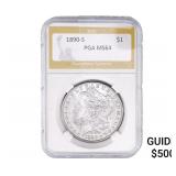 1890-S Morgan Silver Dollar PGA MS64