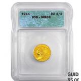 1911 $2.50 Gold Quarter Eagle ICG MS63