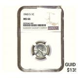1943-S Wheat Cent NGC MS66