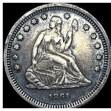 1861 Seated Liberty Quarter NEARLY UNCIRCULATED