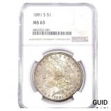1881-S Morgan Silver Dollar NGC MS63