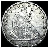 1868 Seated Liberty Half Dollar CLOSELY UNCIRCULAT