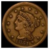 1851 Braided Hair Large Cent ABOUT  UNCIRCULATED