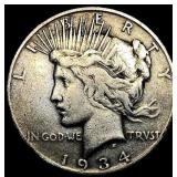 1934-S Silver Peace Dollar ABOUT UNCIRCULATED