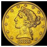 1886-S Gold $5 Half Eagle UNCIRCULATED