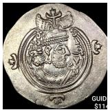 Sasanian Khusru II 591-628 AD Silver Drachm UNCIR
