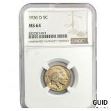 1936-D Buffalo Nickel NGC MS64