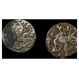 [2 Coins]700-1000 AD India Rajput SIlver Jital NEA