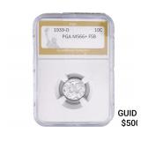 1939-D Mercury Silver Dime PGA MS66+ FSB