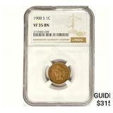 1908-S Indian Head Cent NGC VF35 BN