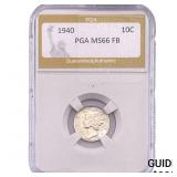 1940 Mercury Silver Dime PGA MS66 FB