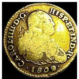 1802-MI Mexico 1 Escudo .0952oz Gold NICELY CIRCU