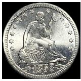1853 Arrows/Rays Seated Liberty Quarter HIGH  GRA