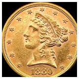 1880 Liberty Head Half Eagle $5 Gold UNCIRCULATED