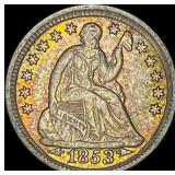 1853 Arrows Seated Liberty Half Dime CLOSELY  UNC