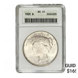 1925 Silver Peace Dollar ANACS MS64