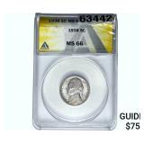 1938 Jefferson Nickel ANACS MS66