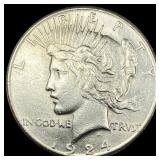 1924 Silver Peace Dollar CHOICE AU