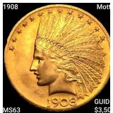 1908 Motto $10 Gold Eagle CHOICE BU
