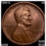 1909-S VDB Wheat Cent CHOICE AU