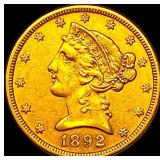 1892-D Gold $5 Half Eagle CLOSELY UNCIRCULATED
