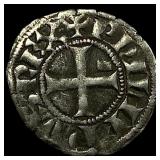 1297-1301 AD Frankish Greece Silver Denier NEARLY