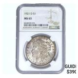 1921-D Morgan Silver Dollar NGC MS63