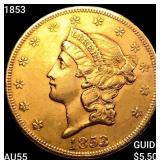 1853 $20 Gold Double Eagle HIGH GRADE