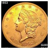 1853 $20 Gold Double Eagle CHOICE AU