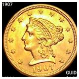1907 $2.50 Gold Quarter Eagle CHOICE BU